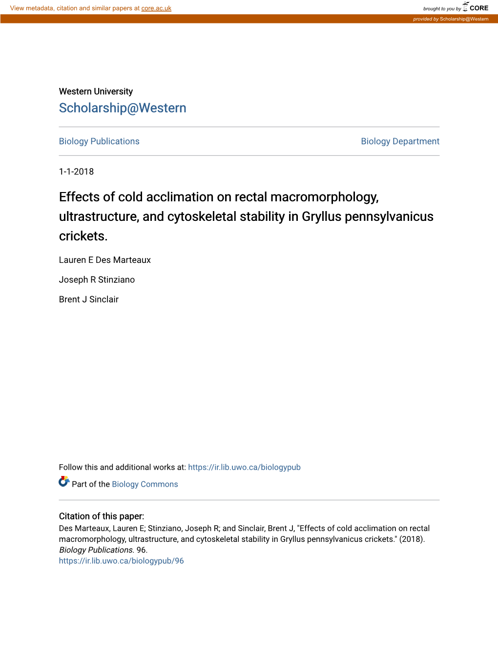 Effects of Cold Acclimation on Rectal Macromorphology, Ultrastructure, and Cytoskeletal Stability in Gryllus Pennsylvanicus Crickets