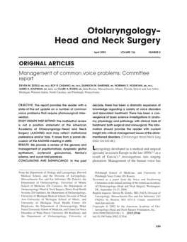 Otolaryngology– Head and Neck Surgery