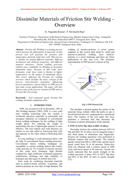 Dissimilar Materials of Friction Stir Welding - Overview