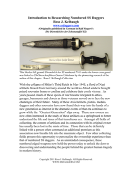 Introduction to Researching Numbered SS Daggers Ross J