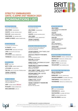 Nominations List