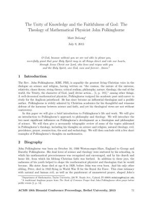 The Theology of Mathematical Physicist John Polkinghorne