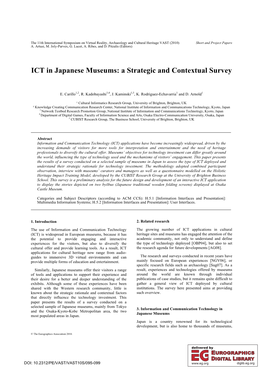 ICT in Japanese Museums: a Strategic and Contextual Survey