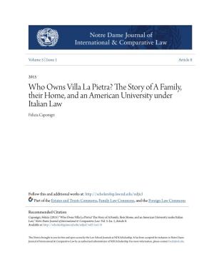 Who Owns Villa La Pietra? the Story of a Family, Their Home, and an American University Under Italian Law Note
