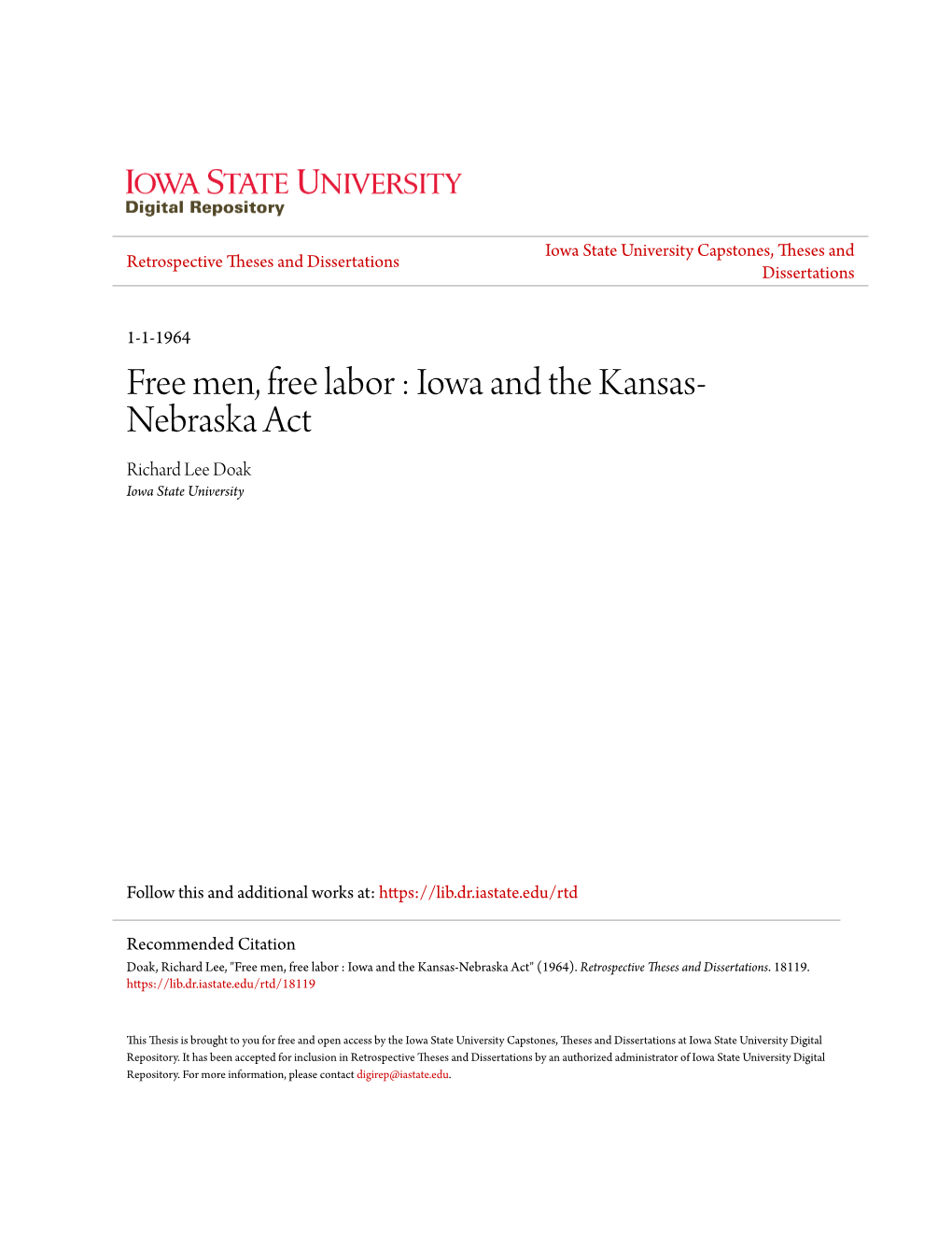 Iowa and the Kansas-Nebraska Act