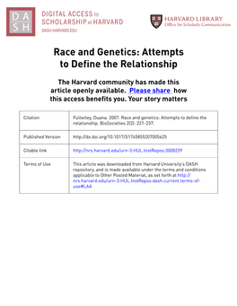 Race and Genetics: Attempts to Define the Relationship