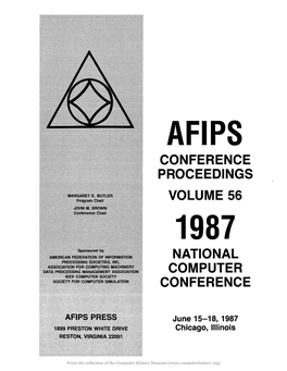 Conference Proceedings Volume 56 1987 National Computer Conference