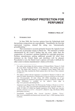 Copyright Protection for Perfumes*