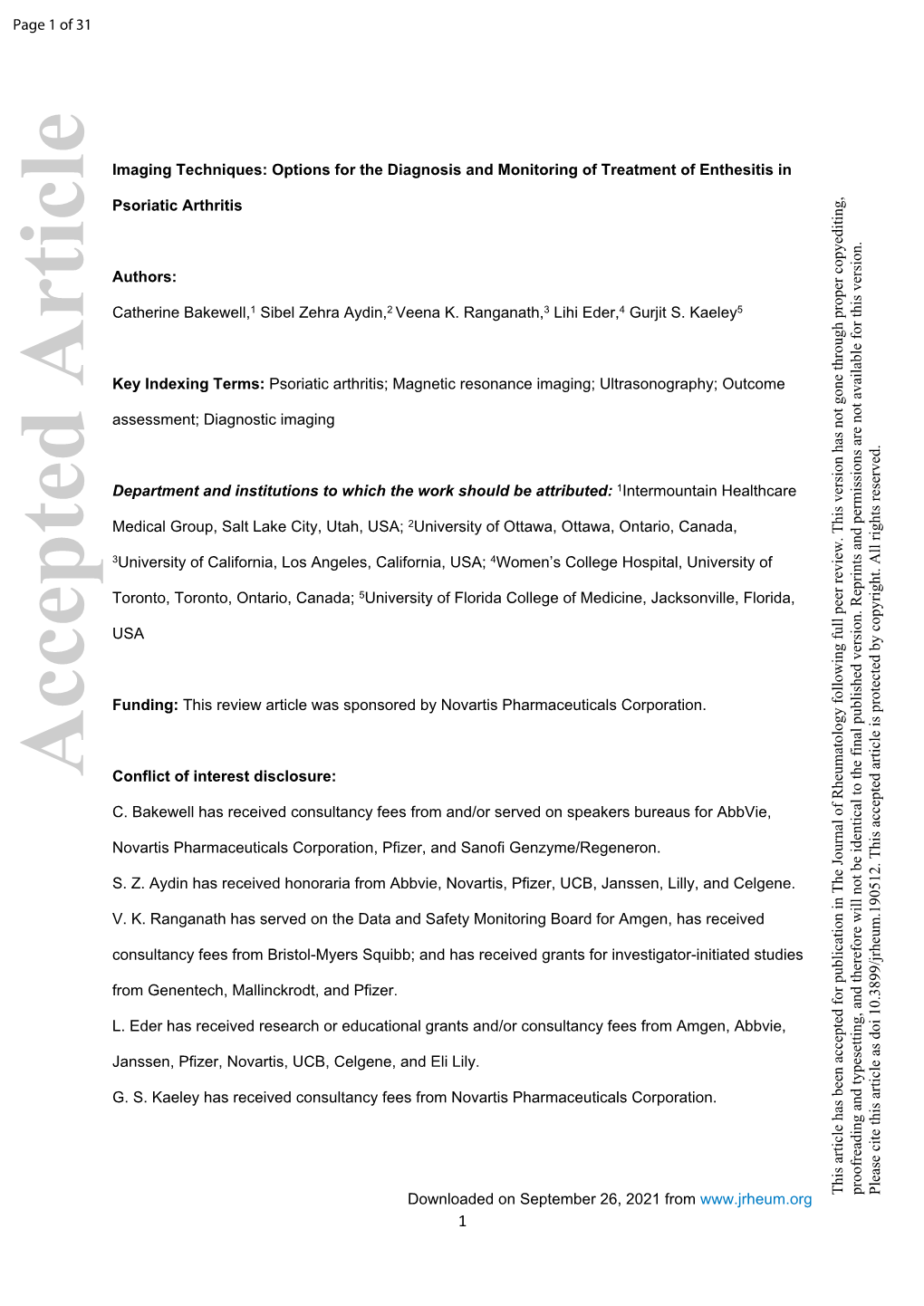 Imaging Techniques: Options for the Diagnosis and Monitoring of Treatment of Enthesitis in Psoriatic Arthritis