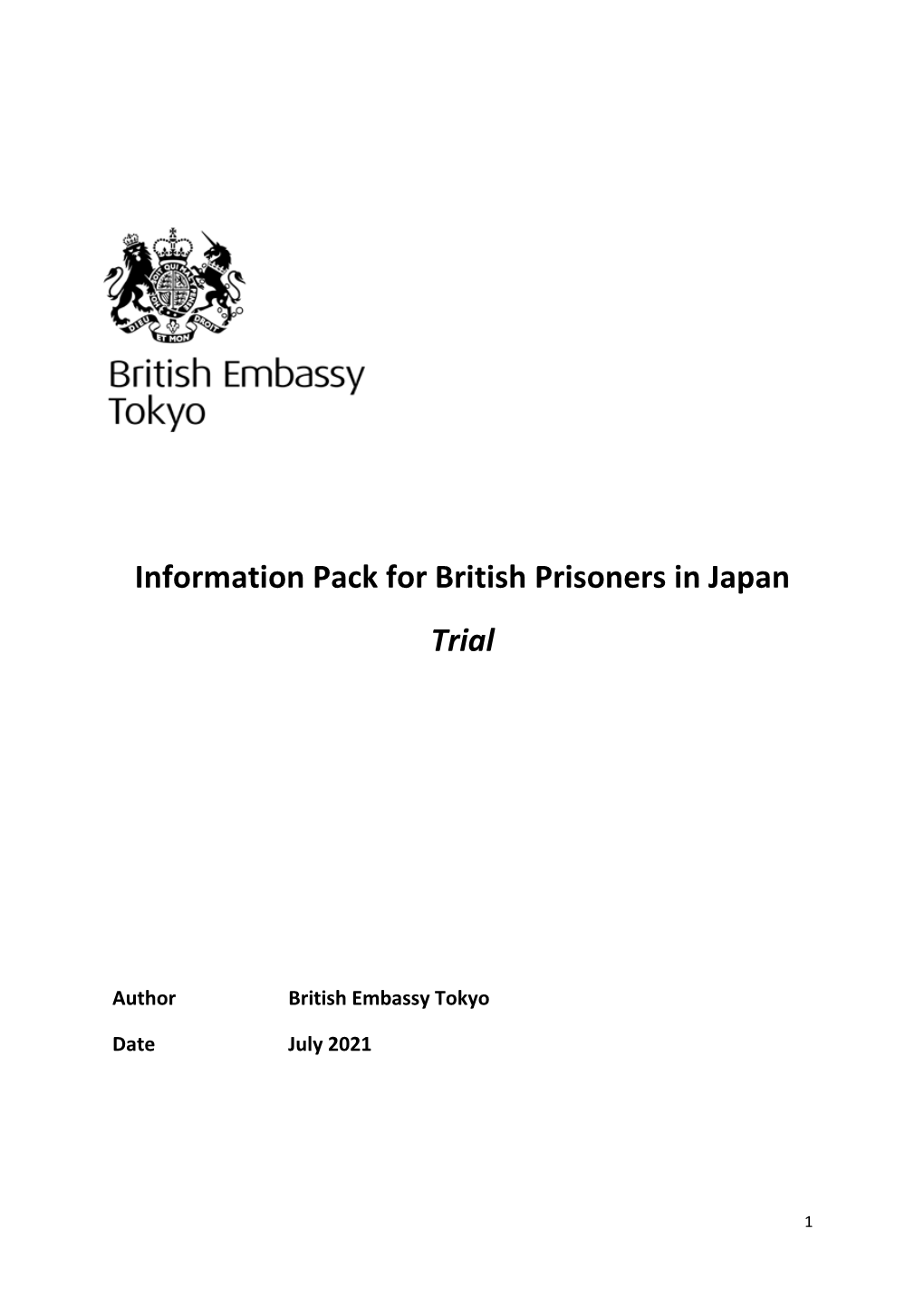 Information Pack for British Prisoners in Japan Trial