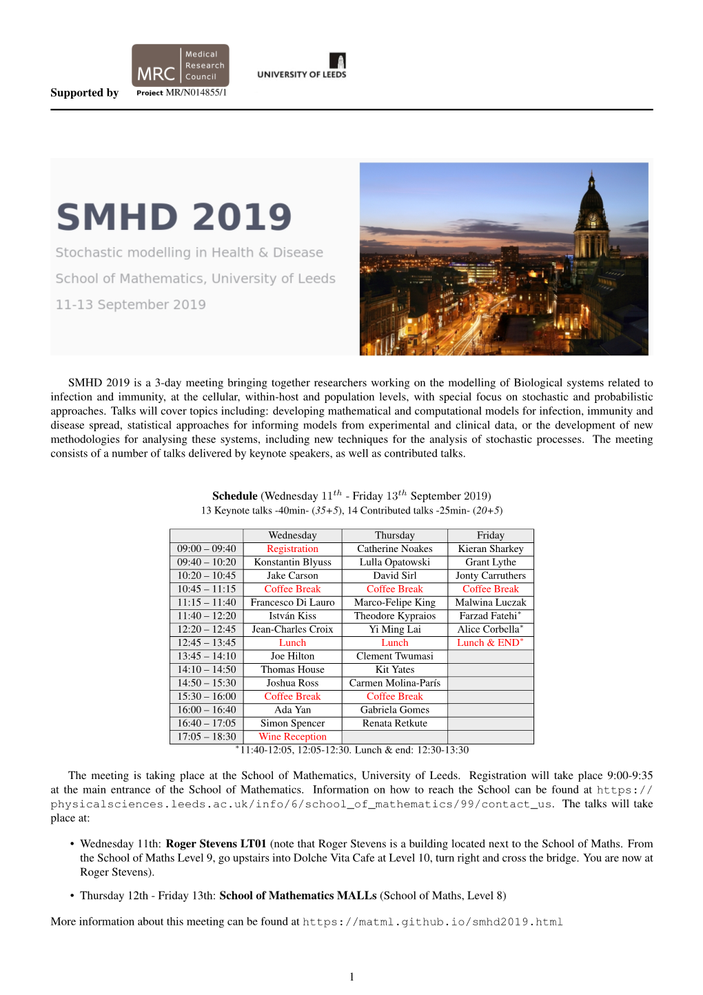 Supported by SMHD 2019 Is a 3-Day Meeting Bringing Together