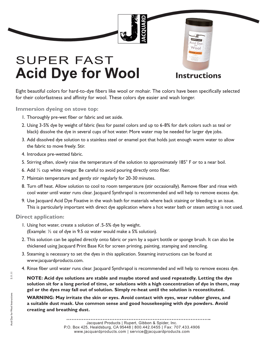 SUPER FAST Acid Dye for Wool Instructions