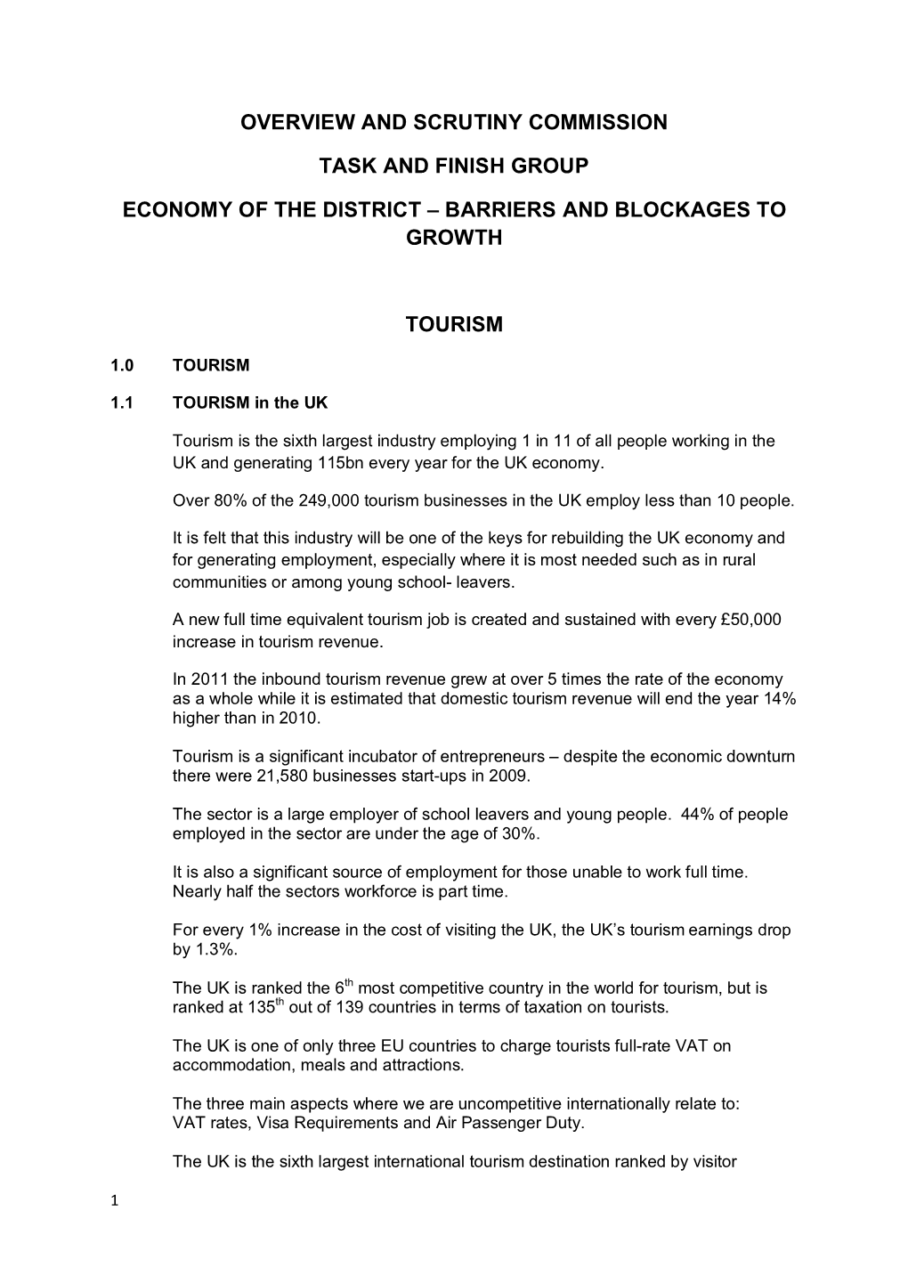 Economy of the District – Barriers and Blockages to Growth