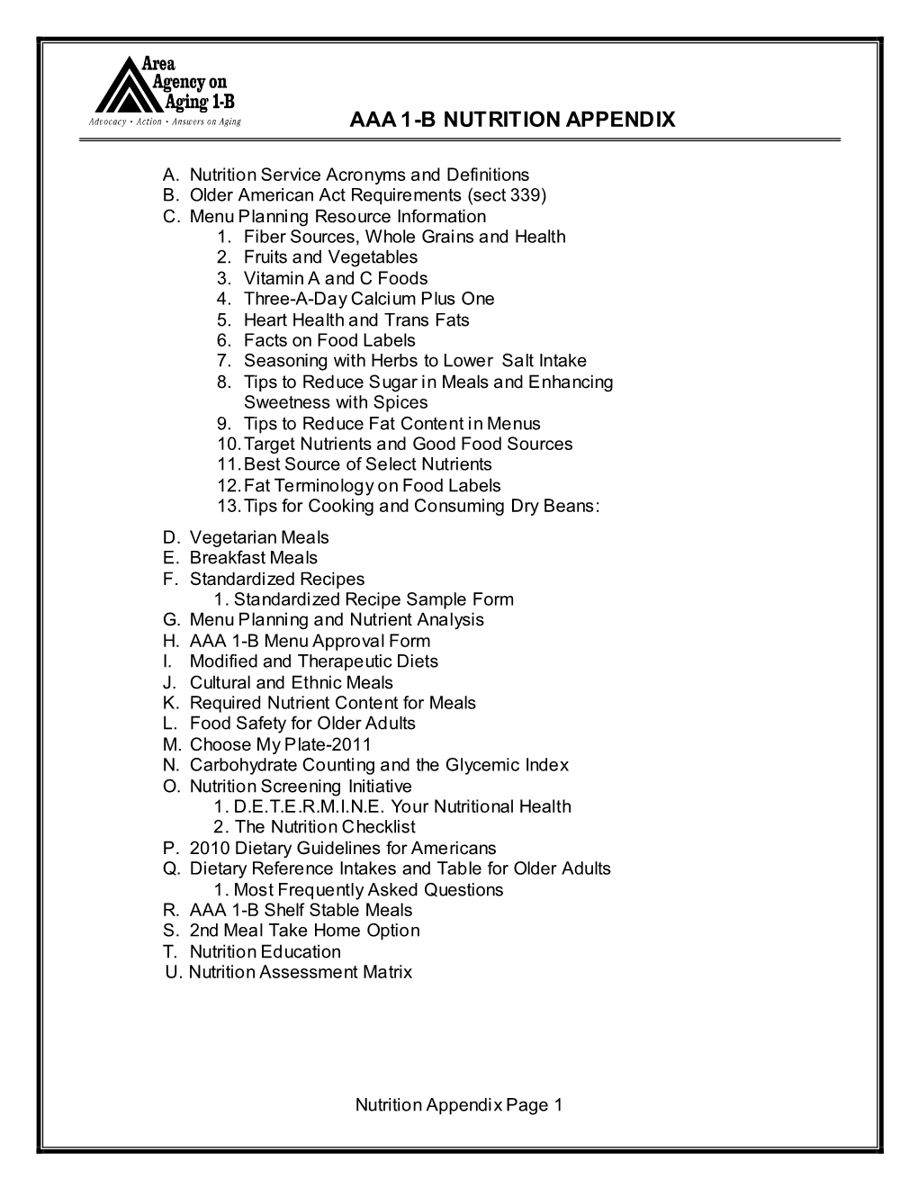 Aaa 1-B Nutrition Appendix