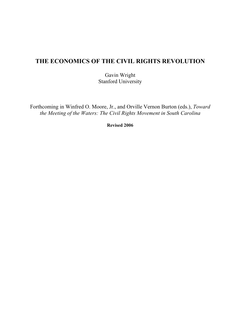 The Economics of the Civil Rights Revolution