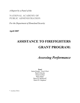 ASSISTANCE to FIREFIGHTERS GRANT PROGRAM: Assessing