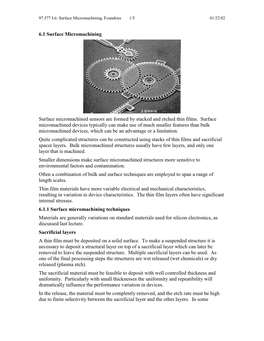 6.1 Surface Micromachining