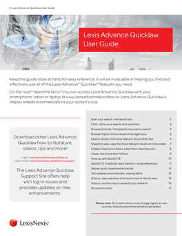 Lexis Advance Quicklaw User Guide