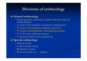 Divisions of Embryology