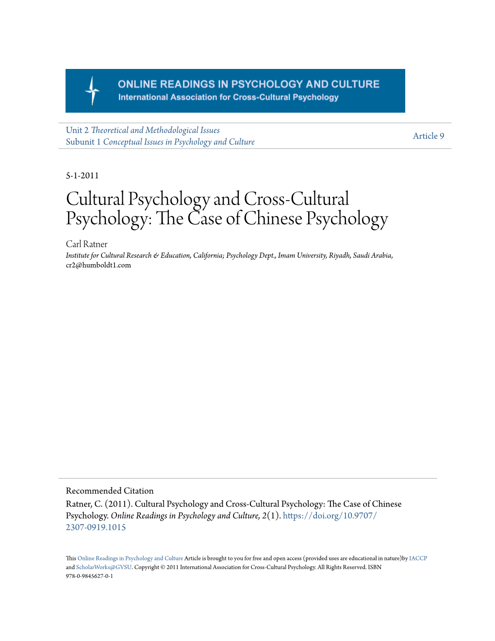 The Case of Chinese Psychology