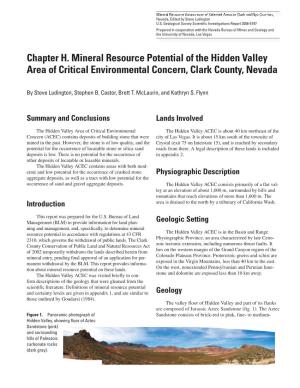 Chapter G. Mineral Resource Potential of the Virgin River Area Of