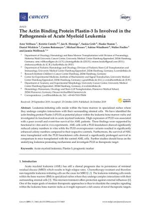 The Actin Binding Protein Plastin-3 Is Involved in the Pathogenesis of Acute Myeloid Leukemia