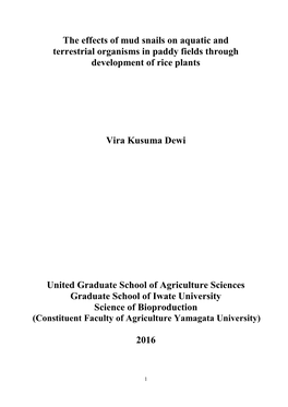 The Effects of Mud Snails on Aquatic and Terrestrial Organisms in Paddy Fields Through Development of Rice Plants