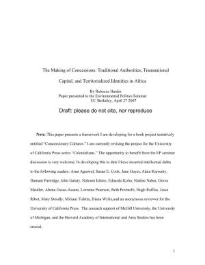 The Making of Concessions: Traditional Authorities, Transnational