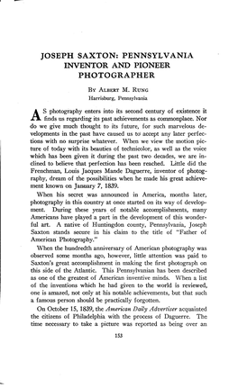 Joseph Saxton: Pennsylvania Inventor and Pioneer Photographer