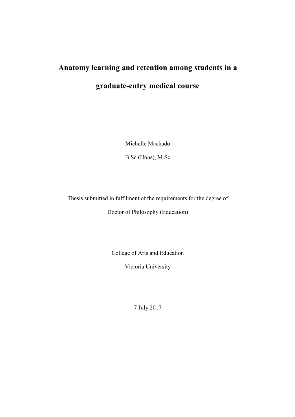 Anatomy Learning and Retention Among Students in A