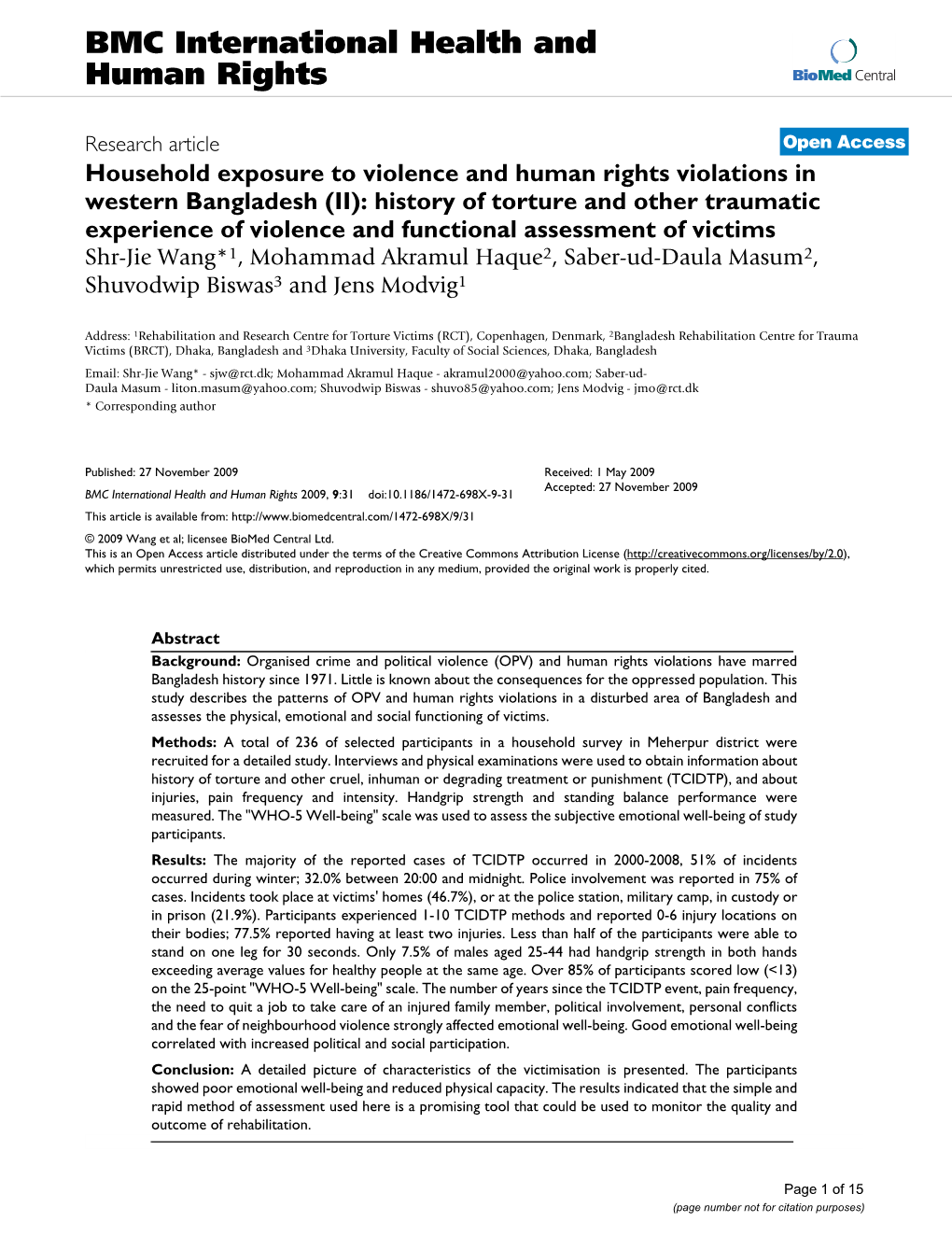 BMC International Health and Human Rights Biomed Central