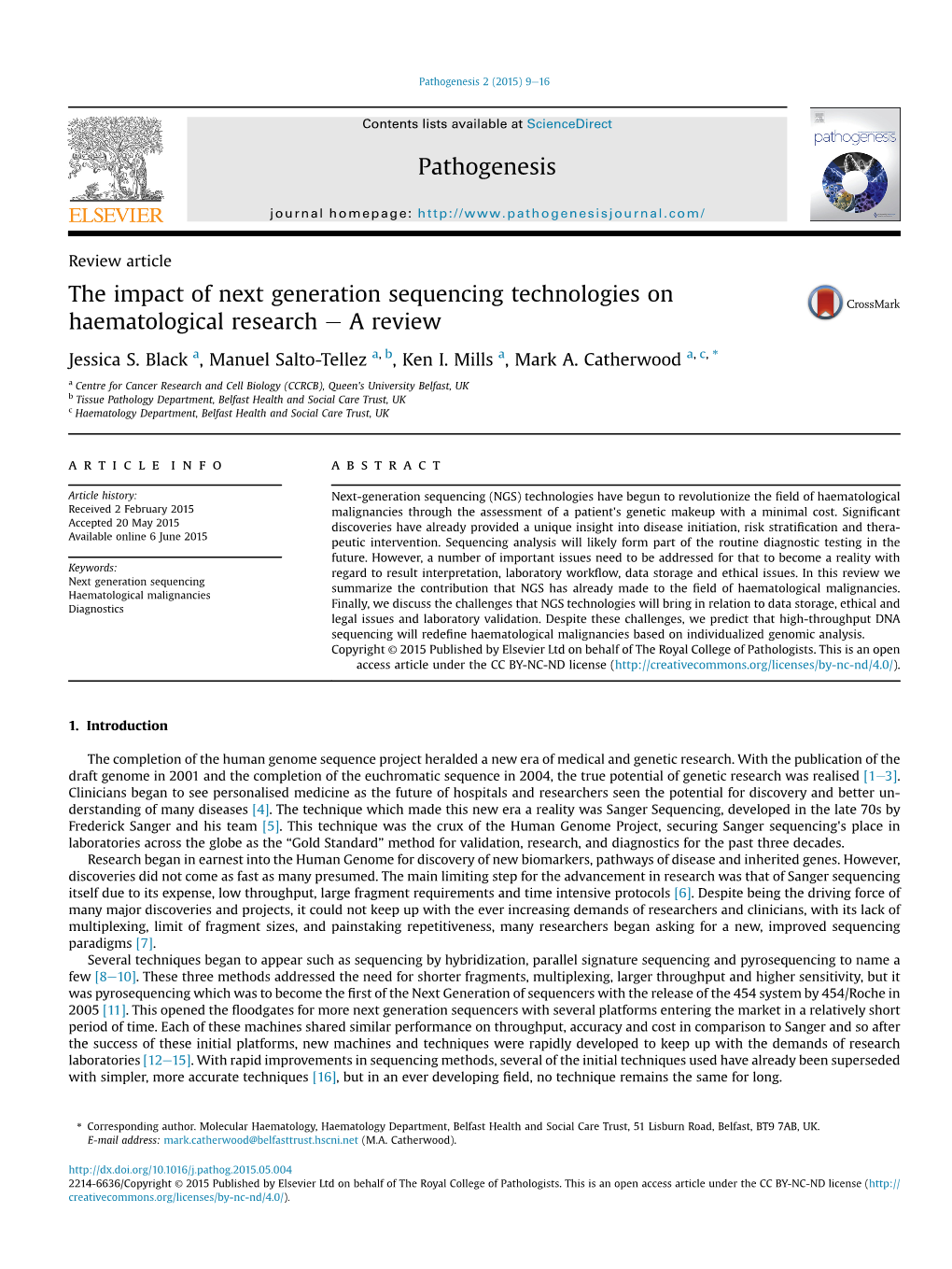 The Impact of Next Generation Sequencing Technologies on Haematological Research E a Review