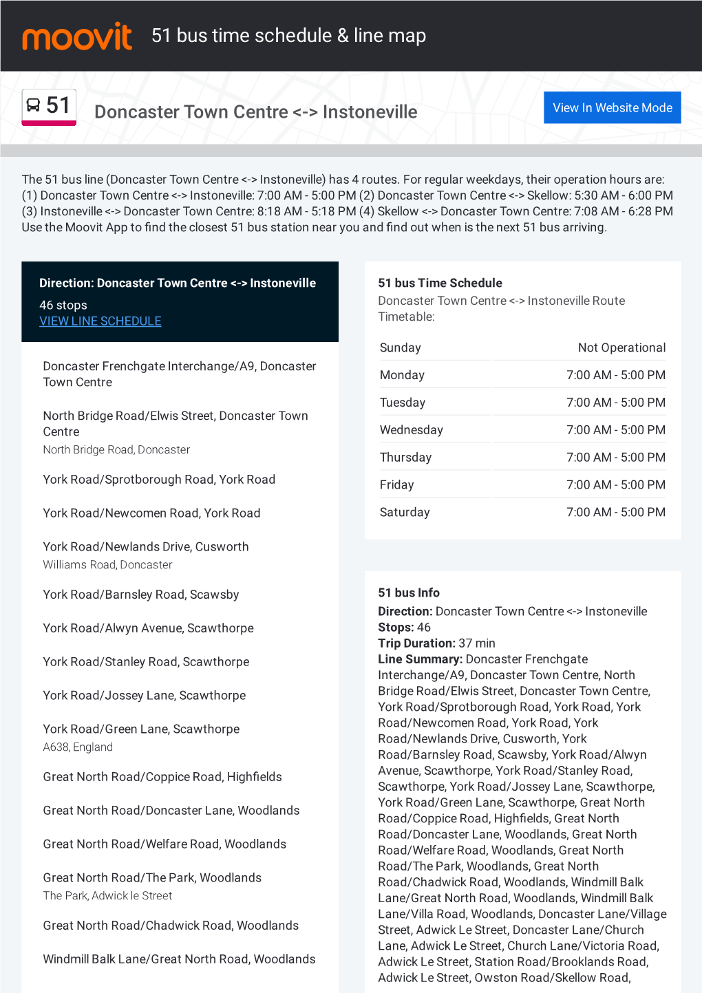 51 Bus Time Schedule & Line Route