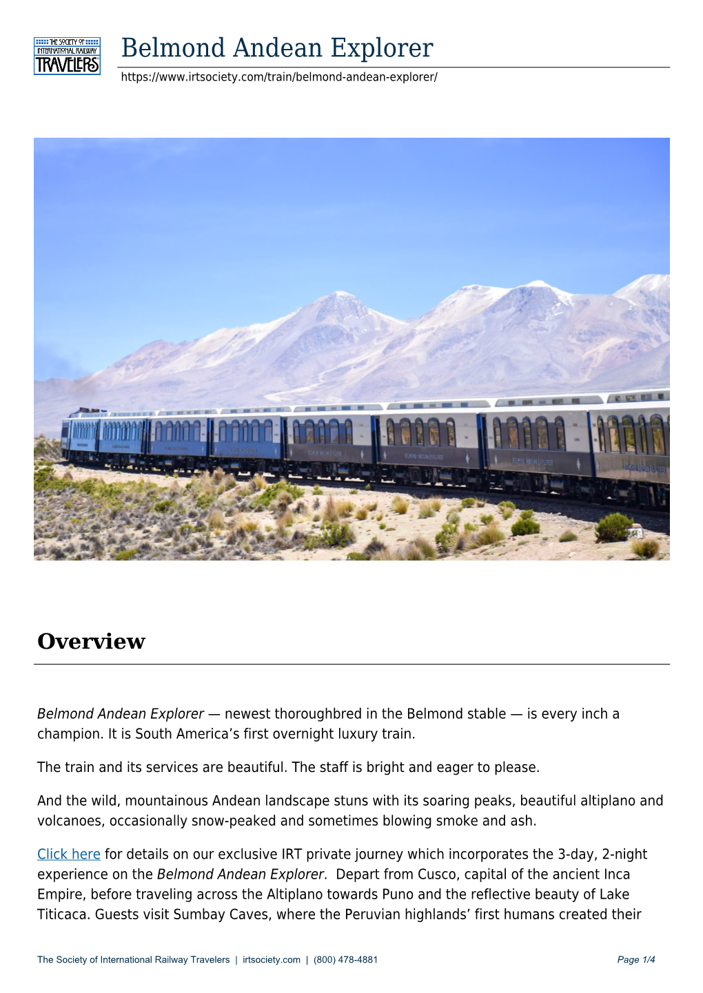 Belmond Andean Explorer