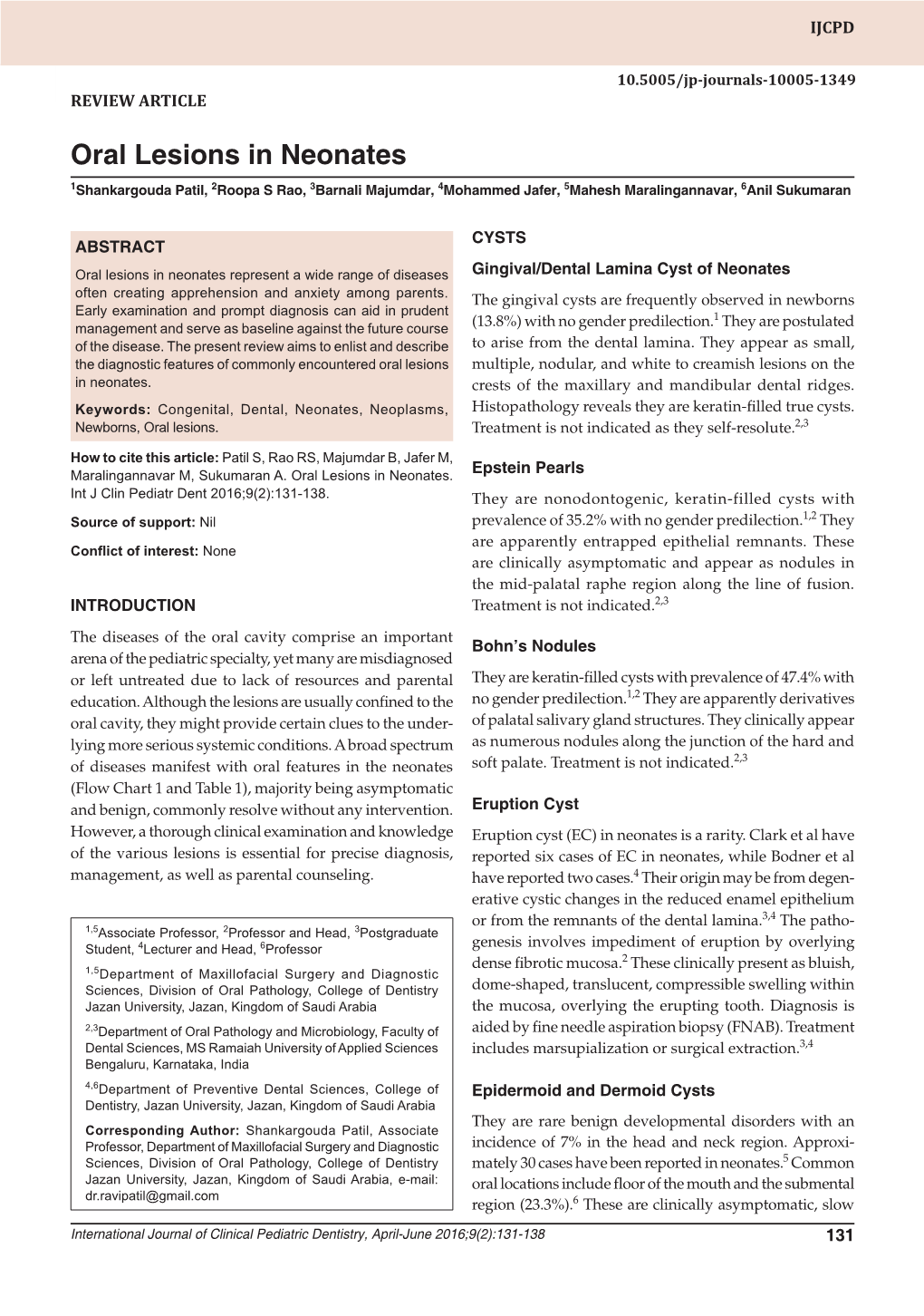 Oral Lesions in Neonates Review Article