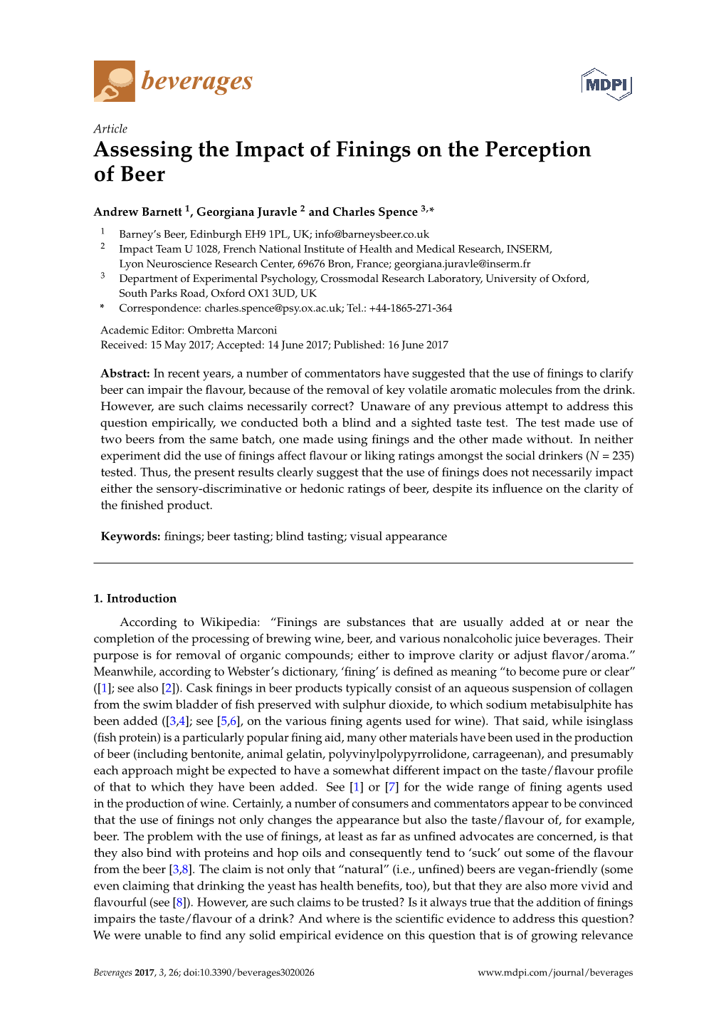 Assessing the Impact of Finings on the Perception of Beer