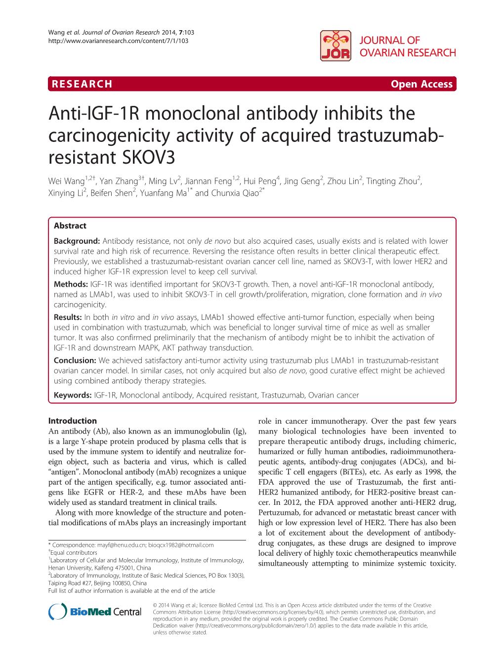 Anti-IGF-1R Monoclonal Antibody