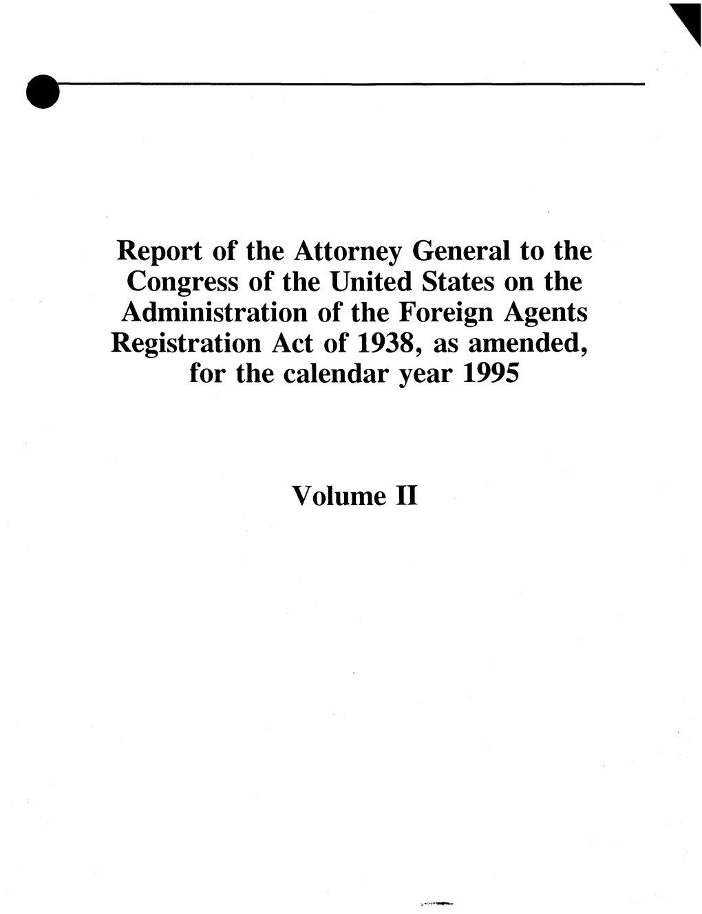 FARA Report to Congress, Volume 2