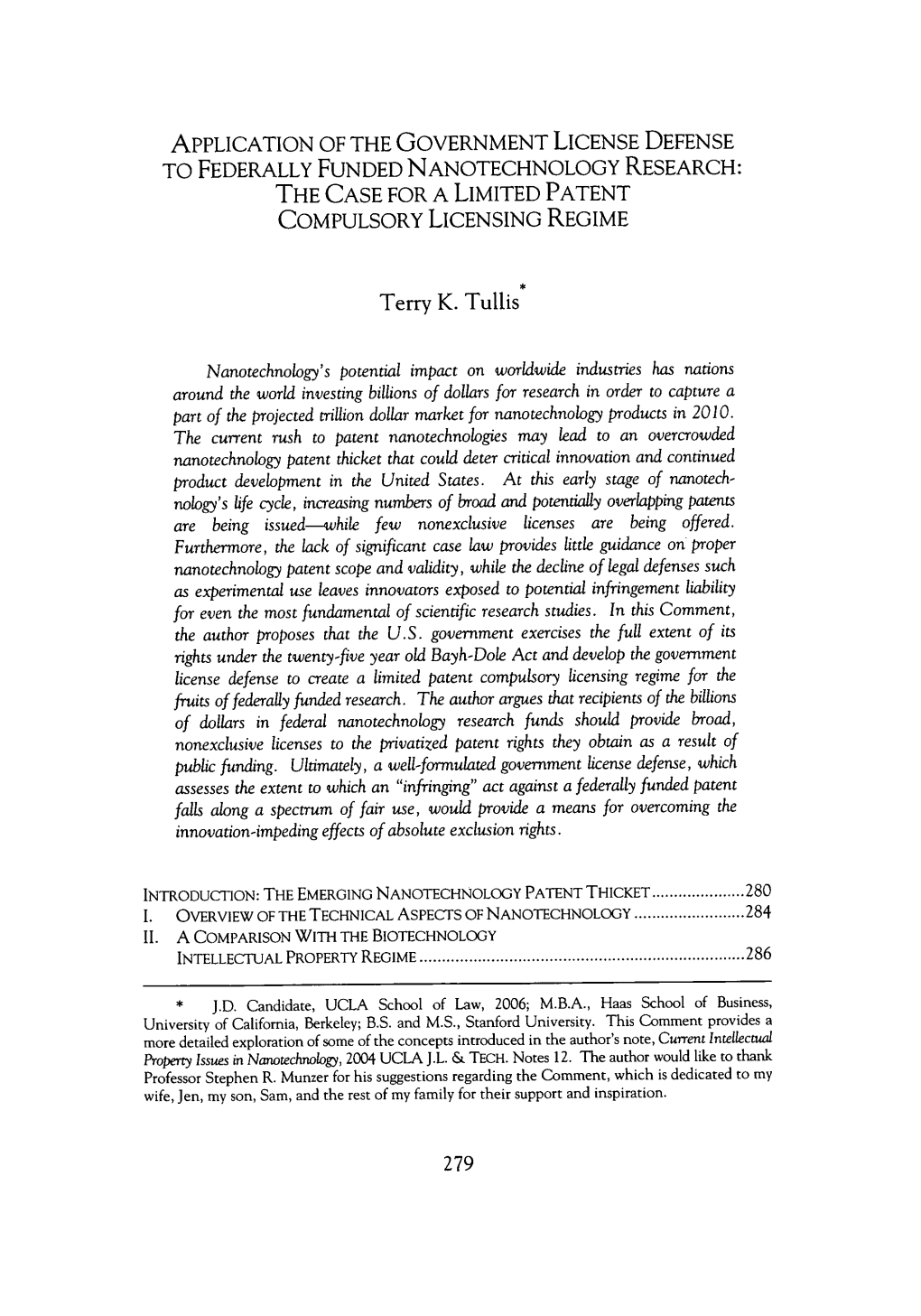 Application of the Government License Defense to Federally Funded Nanotechnology Research: the Case for a Limited Patent Compulsory Licensing Regime