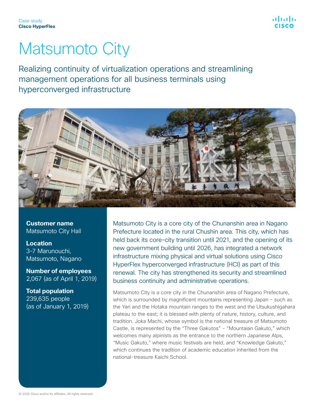 Matsumoto City Realizing Continuity of Virtualization Operations and Streamlining Management Operations for All Business Terminals Using Hyperconverged Infrastructure