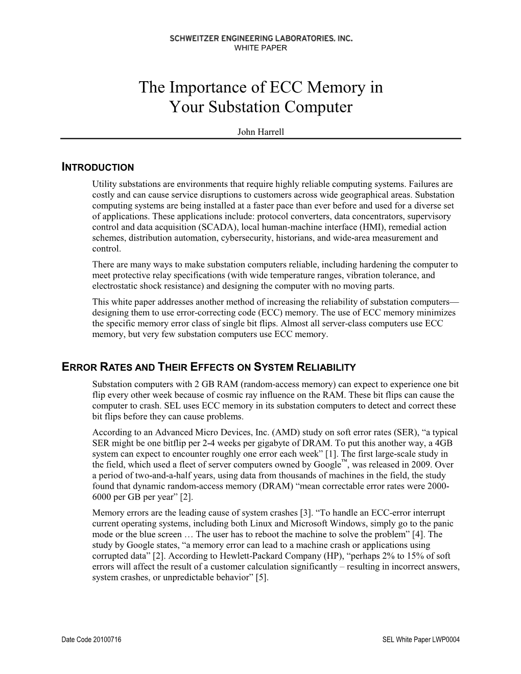 The Importance of ECC Memory in Your Substation Computer
