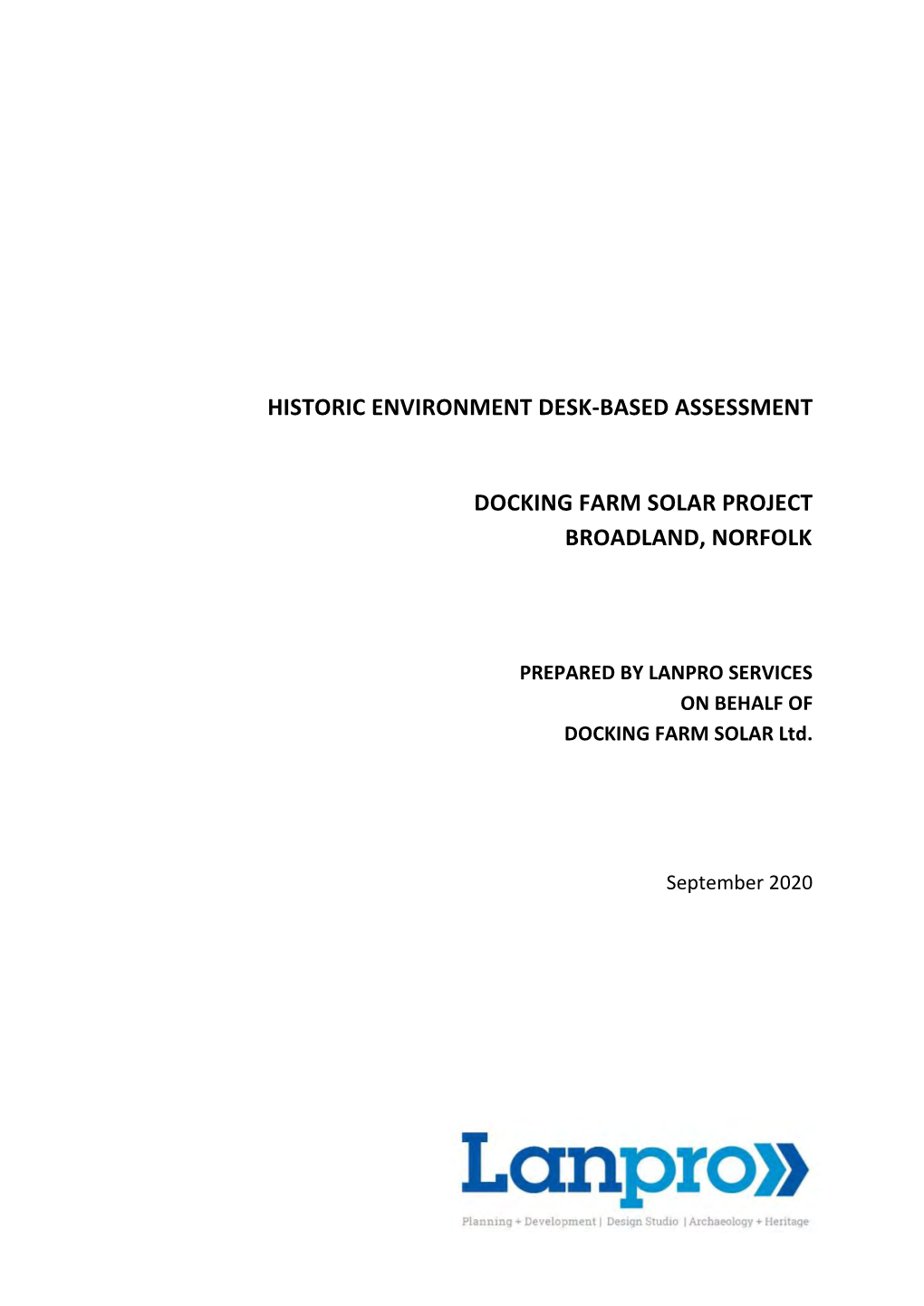 Historic Environment Desk-Based Assessment Docking Farm Solar