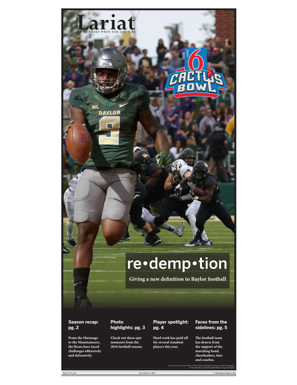 Re•Demp•Tion Giving a New Defnition to Baylor Football