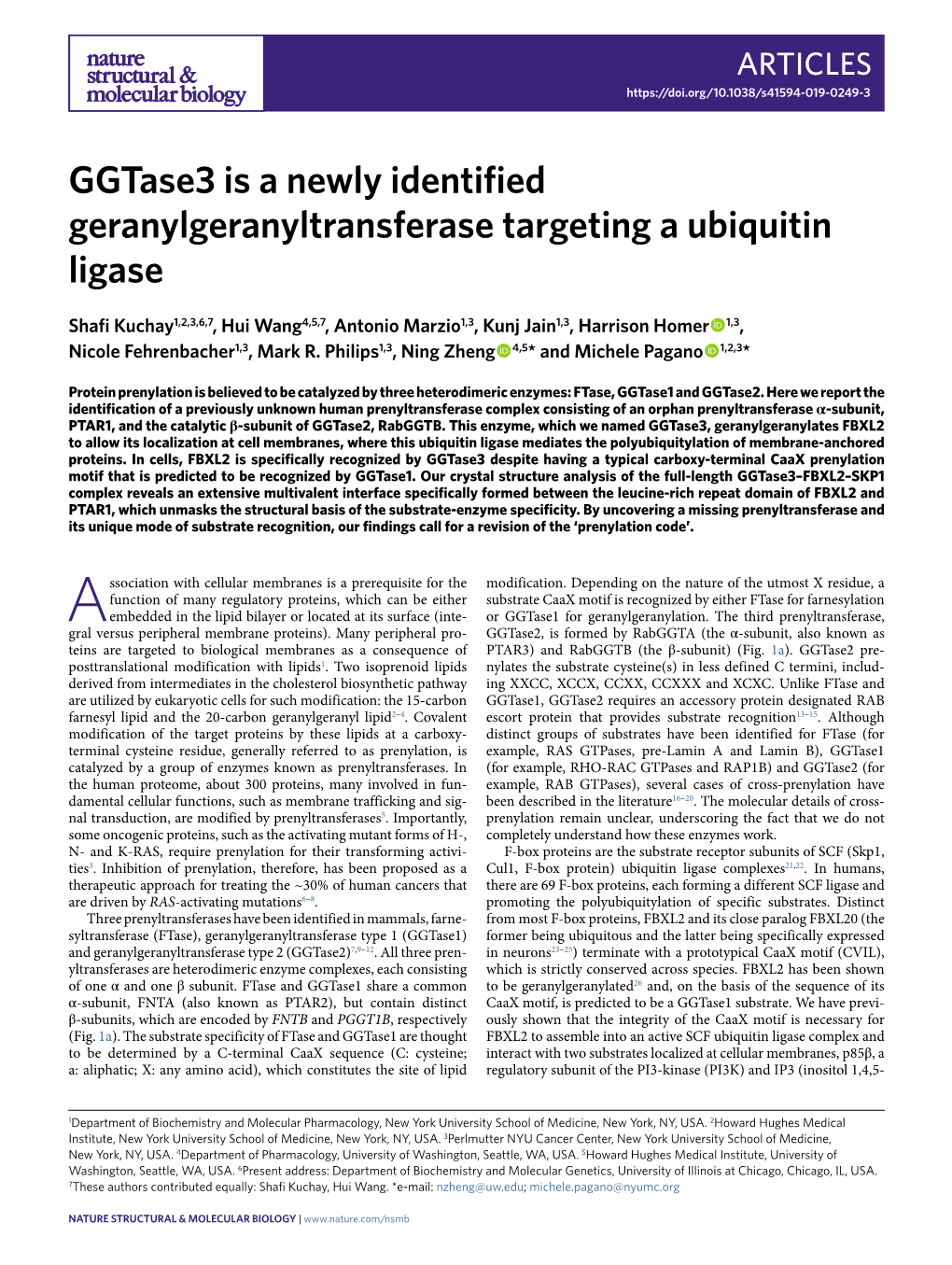 Ggtase3 Is a Newly Identified Geranylgeranyltransferase Targeting a Ubiquitin Ligase