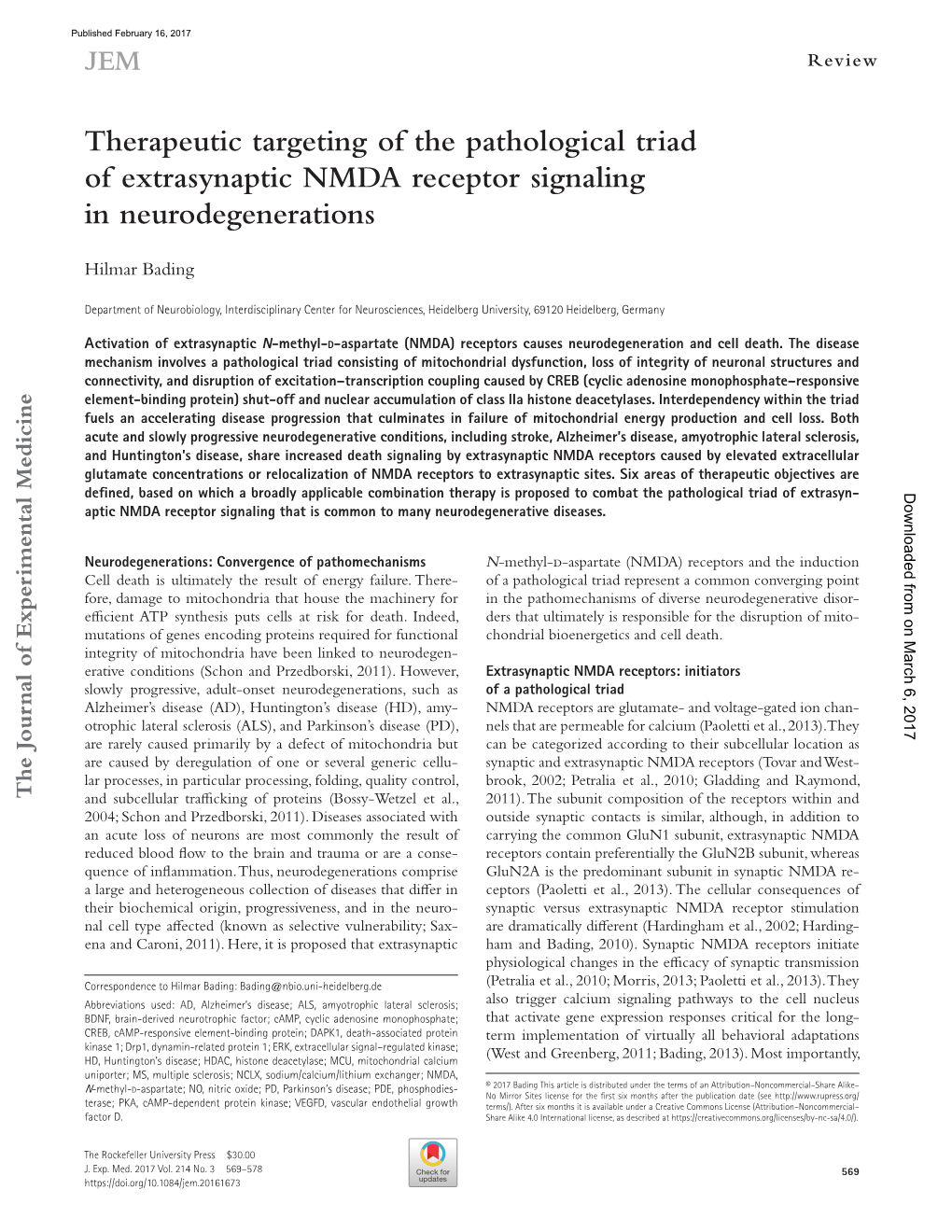 Therapeutic Targeting of the Pathological Triad of Extrasynaptic NMDA Receptor Signaling in Neurodegenerations