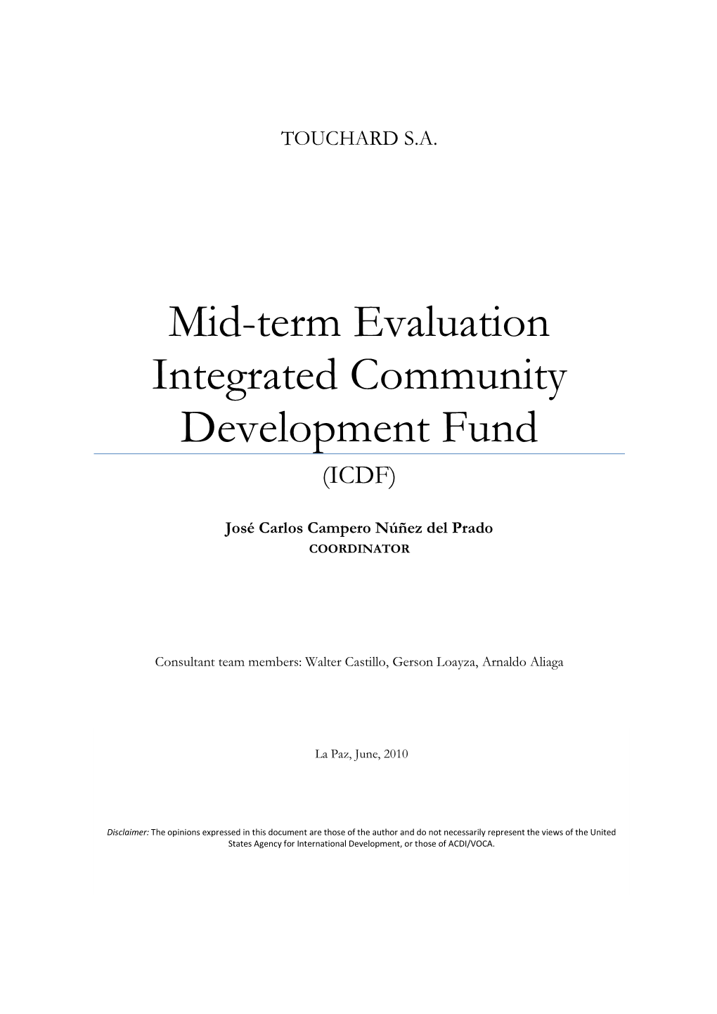 Mid-Term Evaluation Integrated Community Development Fund (ICDF)