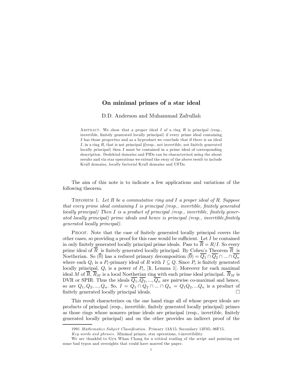 On Minimal Primes of a Star Ideal