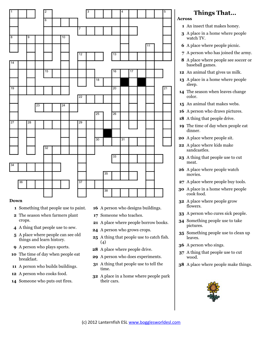 Relative Clauses Crossword