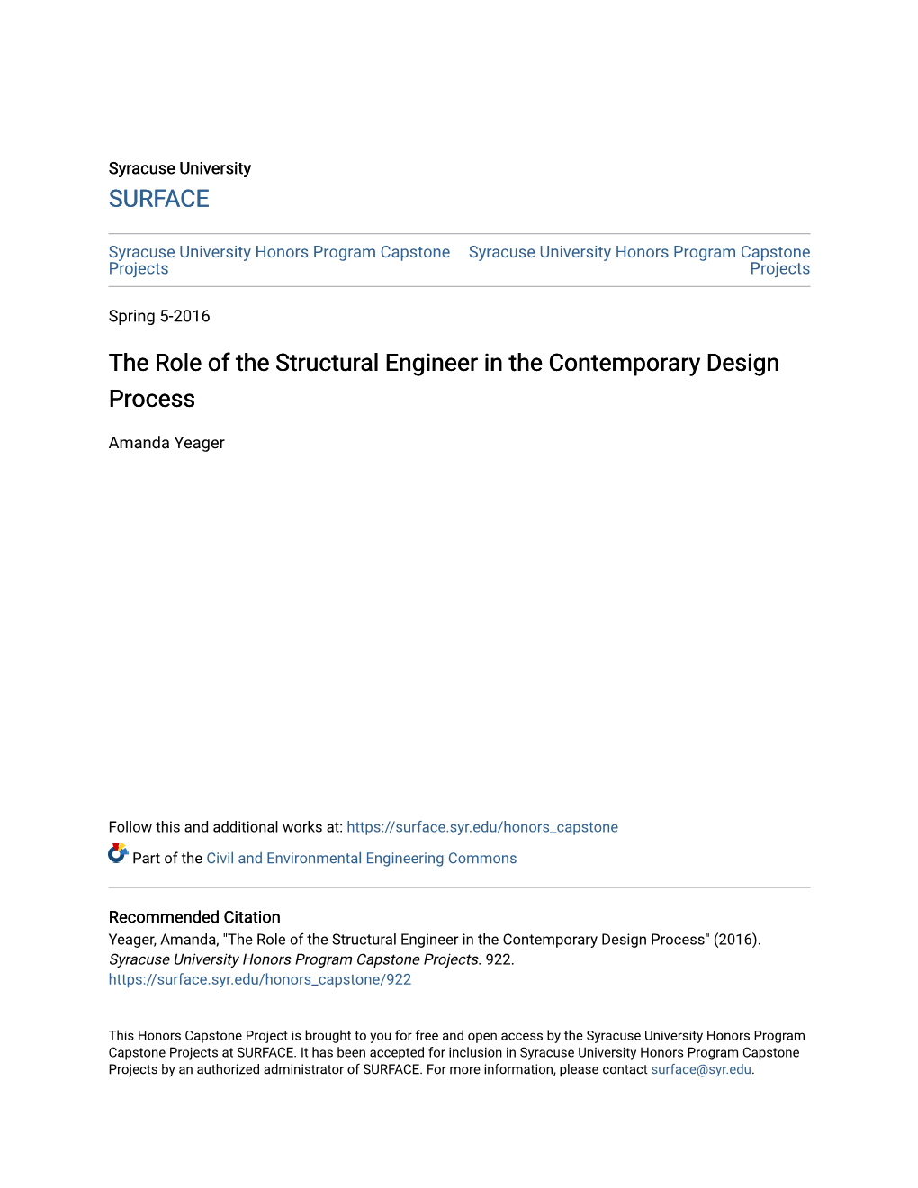 The Role of the Structural Engineer in the Contemporary Design Process