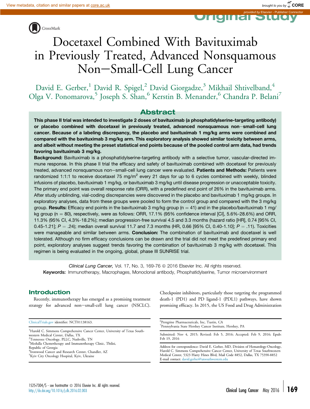 Clinical Lung Cancer, Vol